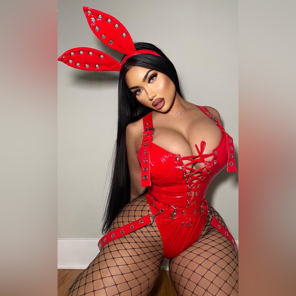 Bunny Bondage Baby 5 Piece Costume Set - Red